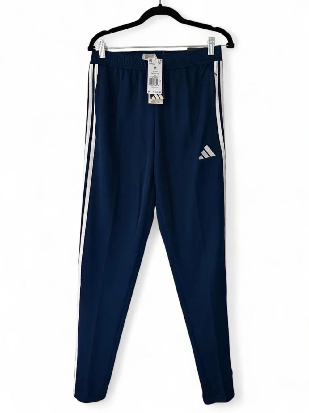 Adidas Men’s Tiro Essentials Training Track Pants - Blue with White Stripes
